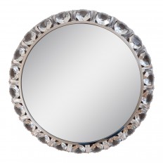 Circular mirror with faceted jewel surround
